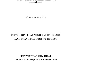Luận văn Một số giải pháp nâng cao năng lực cạnh tranh của Công ty Hodeco