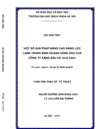 Luận văn Một số giải pháp nâng cao năng lực cạnh tranh kinh doanh xăng dầu của Công ty xăng dầu Hà Nam Ninh Luận văn Một số giải pháp nâng cao năng lực cạnh tranh kinh doanh xăng dầu của Công ty xăng dầu Hà Nam Ninh