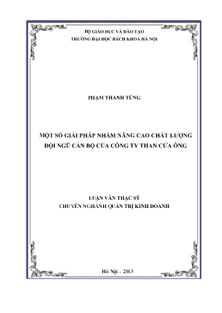Luận văn Một số giải pháp nhằm nâng cao chất lượng đội ngũ cán bộ của Công ty Than Cửa Ông