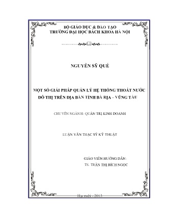 Luận văn Một số giải pháp quản lý hệ thống thoát nước đô thị trên địa bàn tỉnh Bà Rịa – Vũng Tàu Luận văn Một số giải pháp quản lý hệ thống thoát nước đô thị trên địa bàn tỉnh Bà Rịa – Vũng Tàu