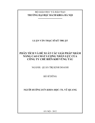 Luận văn Phân tích và đề xuất các giải pháp nhằm nâng cao chất lượng nhân lực của Công ty Chế biến Khí Vũng Tàu Luận văn Phân tích và đề xuất các giải pháp nhằm nâng cao chất lượng nhân lực của Công ty Chế biến Khí Vũng Tàu