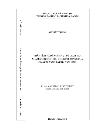 Luận văn Phân tích và đề xuất một số giải pháp nhằm nâng cao hiệu quả kinh doanh của Công ty xăng dầu Hà Nam Ninh