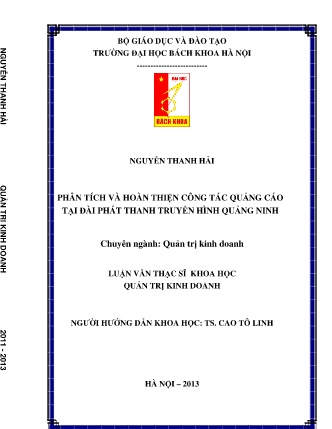 Luận văn Phân tích và hoàn thiện công tác quảng cáo tại Đài phát thanh Truyền hình Quảng Ninh