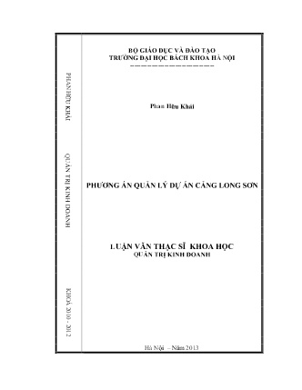 Luận văn Phương án quản lý Dự án Cảng Long Sơn