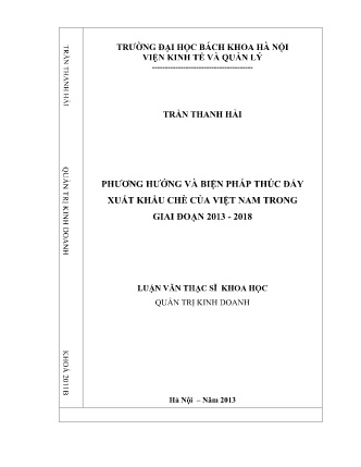 Luận văn Phương hướng và biện pháp thúc đẩy Xuất khẩu Chè của Việt Nam trong giai đoạn 2013-2018
