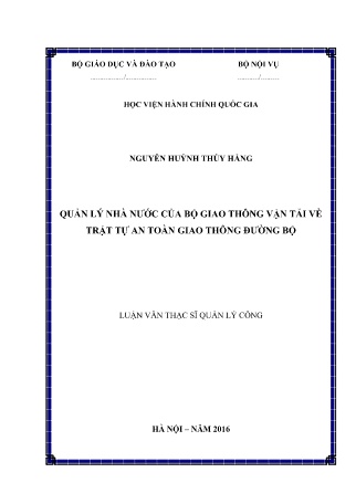 Luận văn Quản lý nhà nước của Bộ giao thông Vận tải về trật tự an toàn Giao thông đường bộ Luận văn Quản lý nhà nước của Bộ giao thông Vận tải về trật tự an toàn Giao thông đường bộ
