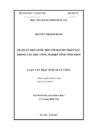 Luận văn Quản lý nhà nước đối với nguồn nhân lực trong các khu công nghiệp tỉnh Vĩnh Phúc Luận văn Quản lý nhà nước đối với nguồn nhân lực trong các khu công nghiệp tỉnh Vĩnh Phúc