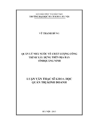 Luận văn Quản lý nhà nước về chất lượng công trình xây dựng trên địa bàn Tỉnh Quảng Ninh Luận văn Quản lý nhà nước về chất lượng công trình xây dựng trên địa bàn Tỉnh Quảng Ninh