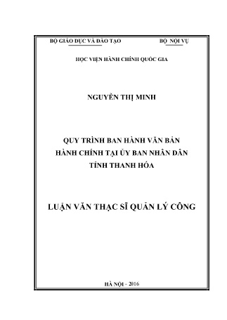Luận văn Quy trình ban hành Văn bản hành chính tại Ủy ban Nhân dân tỉnh Thanh Hóa