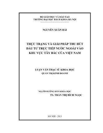Luận văn Thực trạng và giải pháp thu hút đầu tư trực tiếp nước ngoài vào khu vực Tây Bắc của Việt Nam