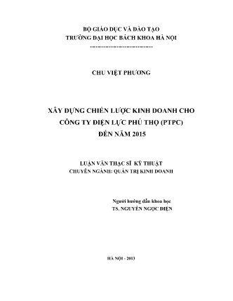 Luận văn Xây dựng chiến lược kinh doanh cho Công ty điện lực Phú Thọ (PTPC) đến năm 2015