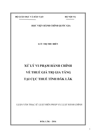 Luận văn Xử lý vi phạm hành chính về thuế giá trị gia tăng tại Cục Thuế tỉnh Đăk Lăk Luận văn Xử lý vi phạm hành chính về thuế giá trị gia tăng tại Cục Thuế tỉnh Đăk Lăk