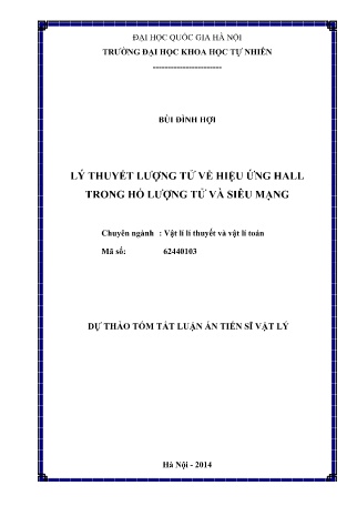 Tóm tắt Luận án Lý thuyết lượng tử về hiệu ứng Hall trong hố lượng tử và siêu mạng Tóm tắt Luận án Lý thuyết lượng tử về hiệu ứng Hall trong hố lượng tử và siêu mạng